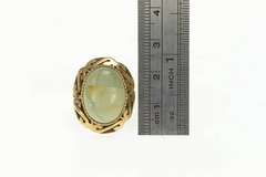 14K Yellow Gold 1940's Green Jasper Cabochon Cocktail Ring