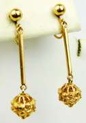 Vintage 14K Gold Etruscan Drop Earrings