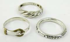 3 Sterling Silver Bands/Rings, Size 6