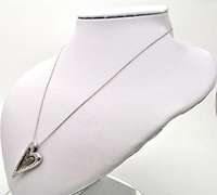 14KT SOLID WHITE GOLD & DIAMOND HEART PENDANT NECKLACE