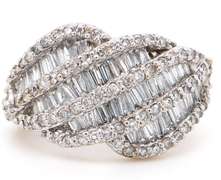Dazzling 18kt White Gold 2.00ctw Baguette and Round Diamond Wave Ring