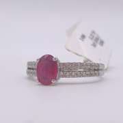 18kt Solid White Gold, Ruby, & Diamond Ring