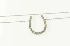 14K White Gold 0.37 Ctw Diamond Horse Shoe Good Luck Necklace