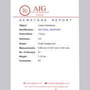 Certified 1.10ct canary yellow Sapphire