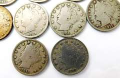 9 U.S. V Nickels, All 1911