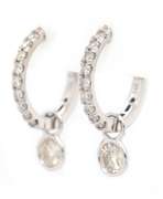 New 0.66ctw Diamond Bezel Set Hoop Drop Earrings in 14K