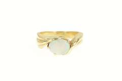 14K Yellow Gold Retro Natural Opal Ornate Bypass Statement Ring