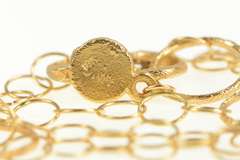 18K Yellow Gold Designer Textured Round Layered Chain Necklace