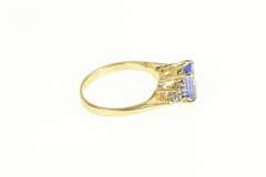 14K Yellow Gold Oval Sim. Tanzanite Cubic Zirconia Cluster Accent Ring