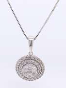 Sparkling White Gold Diamond Cluster Pendant on Chain Necklace