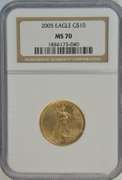 Flawless NGC MS70 graded 2005 $10 American Gold Eagle coin