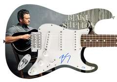 Blake Shelton Autographed Signed Photo Graphics Guitar ACOA