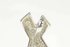 14K White Gold Diamond Inset X Criss Cross Statement Pendant