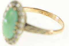 14K Yellow Gold Victorian Oval Turquoise White Sapphire Halo Ring