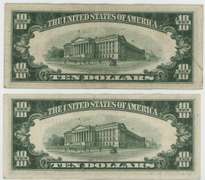 2 Nicer Series of 1934-C $10 Blue Seal Silver Certificates