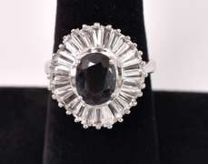 sterling Silver Ring With Black Gemstone And CZ
