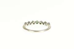 14K White Gold Natural Emerald Wedding Stackable Band Ring