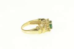 14K Yellow Gold 1.60 Ctw Natural Emerald Diamond Halo Ring
