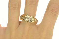 14K Yellow Gold 0.68 Ctw Squared Diamond Men's Bypass Ring