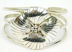 1985 Carol Felley Sterling Hibiscus Cuff Bracelet