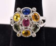 Multi-gem Sterling Silver Ring