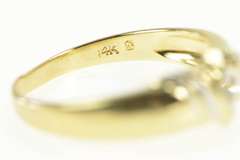 14K Yellow Gold Diamond Solitaire Grooved Design Band Ring