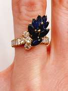Stunning 18kt Solid Yellow Gold, Blue Sapphire, & Diamond Ring
