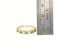 14K Yellow Gold 0.72 Ctw Diamond Emerald Wedding Band Ring