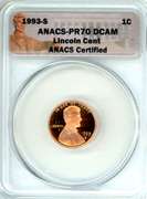 1993-S Lincoln Memorial Cent in ANACS PR70 DCAM