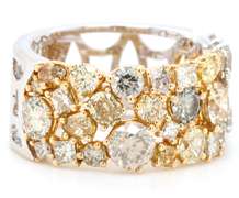 3.96ctw Mixed Fancy Color Diamond Two Tone Band Ring in 18K
