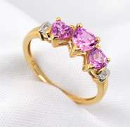 Sweet 3 Heart Pink Topaz Ring