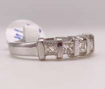 14kt Solid White Gold & Diamond Band