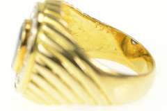 18K Yellow Gold 2.75 Ctw Natural Sapphire Diamond Halo Artisan Ring