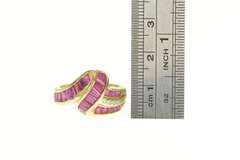 14K Yellow Gold 2.11 Ctw Baguette Ruby Diamond Curvy Band Ring