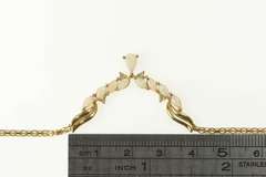 14K Yellow Gold Pear Opal Chevron Diamond Accent Chain Necklace