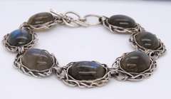 Vintage 925 Sterling Silver Israel Abalone Bracelet