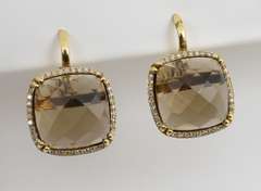 Darling Smokey Topaz & Diamond Earrings in 14K YG