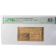 Choice Unc PMG 63 EPQ New Jersey Dec 21 1763 18 Pence Note