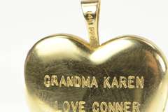 14K Yellow Gold Scroll Engraved Heart Photo Picture Locket Pendant