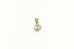 14K Yellow Gold Blue Green Pearl Simple Classic Charm/Pendant