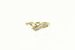 14K Yellow Gold Graduated Diamond Bypass Wedding Band Ring