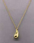 TIFFANY AND CO. 18K YELLOW GOLD PERETTI TEARDROP CHAIN AND PENDANT