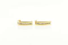 14K Yellow Gold 0.50 Ctw Classic Diamond Channel Curved Bar Earrings