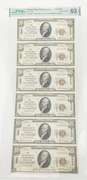 (6) Uncut Sheet 1929 $10 FR#1801-1 Nat'l Currency PMG 63EPQ Choice UNC