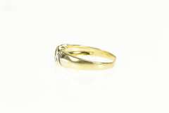 14K Yellow Gold Diamond Solitaire Grooved Design Band Ring