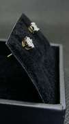 ROUND BRILLIANT CLUSTER DIAMOND STUDS TWO TONE 14K YELLOW WITH WHITE GOLD PRONGS