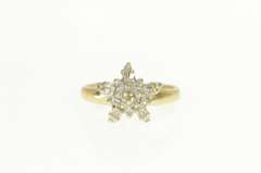 10K Yellow Gold 0.20 Ctw Diamond Star Cluster Statement Ring