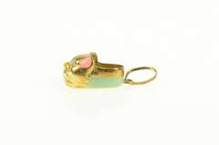 14K Yellow Gold Retro 3D Enamel Kitty Cat Slipper Loafer Charm/Pendant