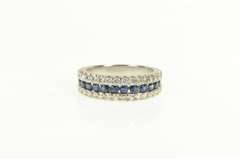 14K White Gold 1.80 Ctw Sapphire Diamond Wedding Band Ring