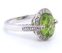 925 Sterling Silver Green Cubic Zirconia Pendant on Chain with Ring and Matching Earrings